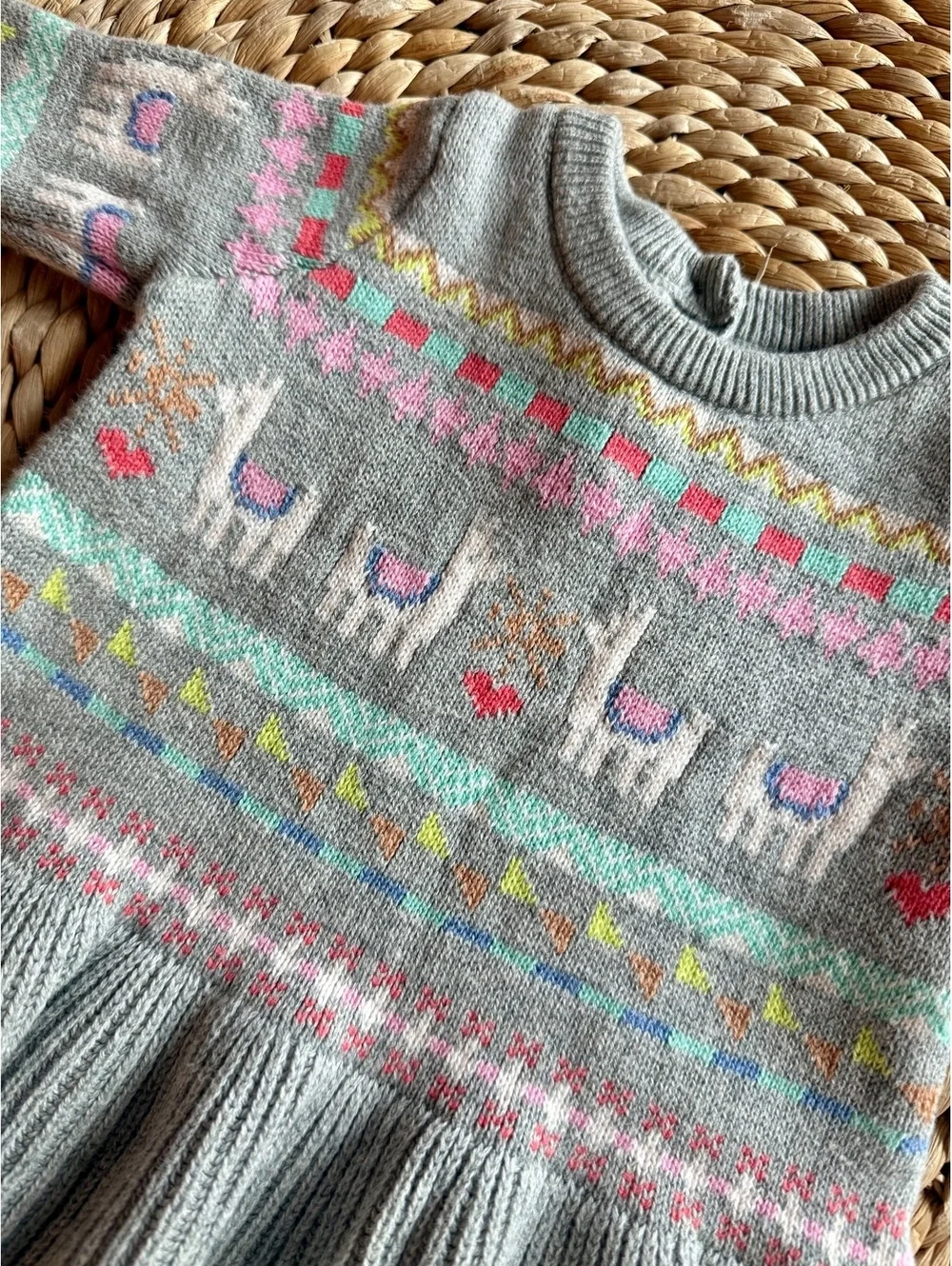 Baby Gap Llama Sweater Dress Sz 0-3 Months
